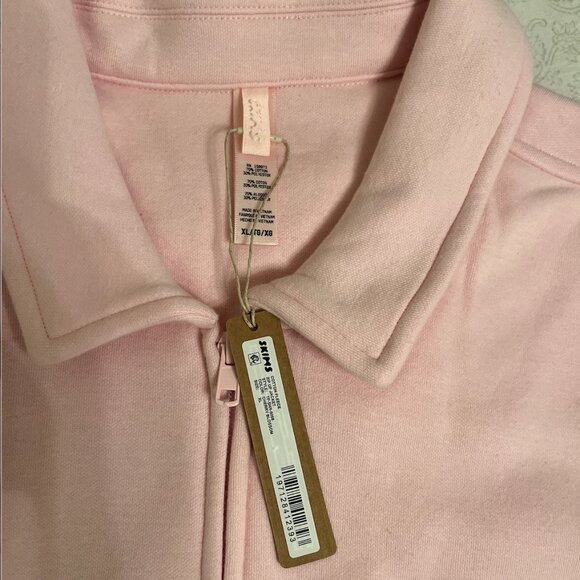 Skims COTTON FLEECE ZIP UP SHIRT JACKET | CHERRY BLOSSOM - Picture 2 of 2